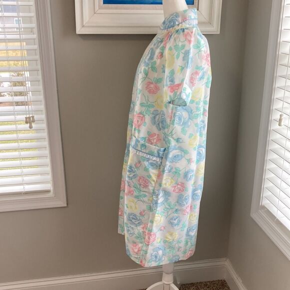 Vintage Leisure Life 70s Floral Button Lace Shortsleeve House Dress Small - Picture 6 of 16